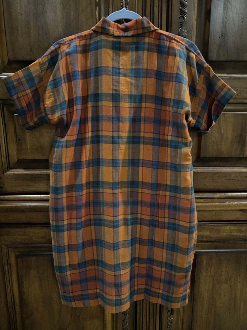 NWOT Toad&Co Orange and Blue Plaid Shirt Dress - Small - Picture 5 of 7